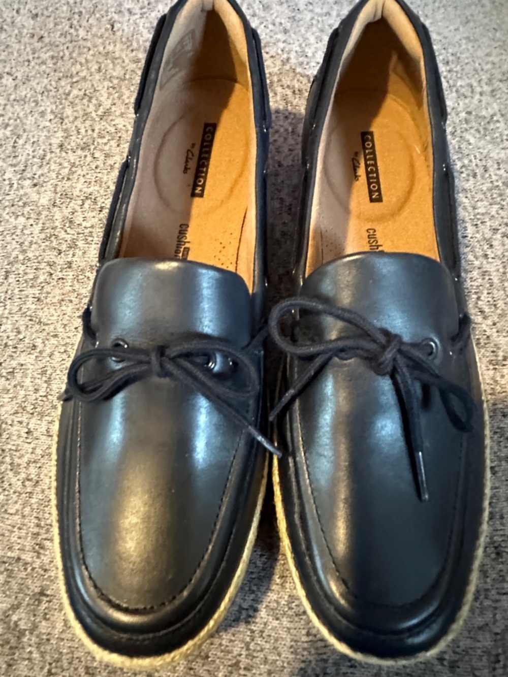 Clarks Black Leather Lace-Top Women's Loafers Sz 8.5